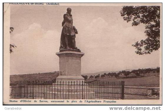 CPA De VILLENEUVE DE BERG - Statue D´Olivier De Serres. - Le Teil