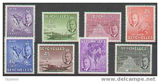 SEYCHELLES - Range Of King George VI To 1r. Mint Hinged - Seychellen (1976-...)