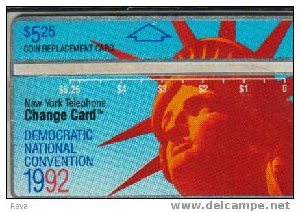 USA  NINEX  $5.25   DEMOCRATIC NEW YORK  CONVENTION 1992   STATUE OF LIBERTY  L & G MINT  SCARCE !!! - Schede Olografiche (Landis & Gyr)