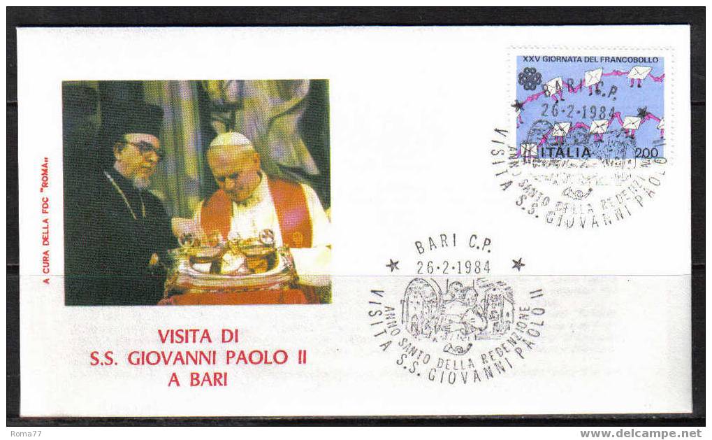1305 - VATICANO , GIOVANNI PAOLO II : 1984 VIAGGIO A BARI - Brieven En Documenten
