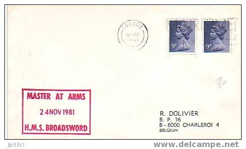 Lettre Du "Master At Arms, H.M.S. Broadsword, 24/11/1981" - Marcophilie