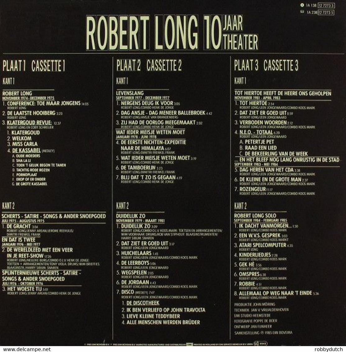 * 3LP Box* ROBERT LONG - 10 JAAR THEATER + Boekje - Humour, Cabaret