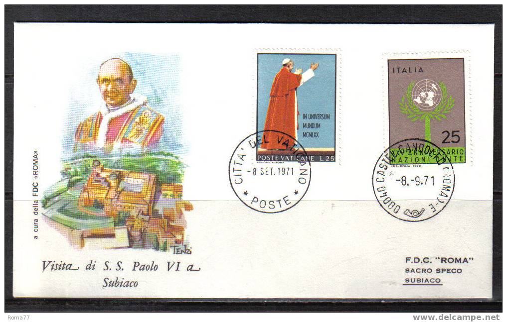 1282 - VATICANO , PAOLO VI : VISITA A SUBIACO 8/9/1971 - Covers & Documents