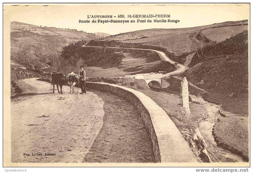 3675 St Germain L'Herm. Route De Fayet Ronnayes Au Pont Du Moulin Rouge 458 Pap L Boy Ambert . Vache - Autres & Non Classés