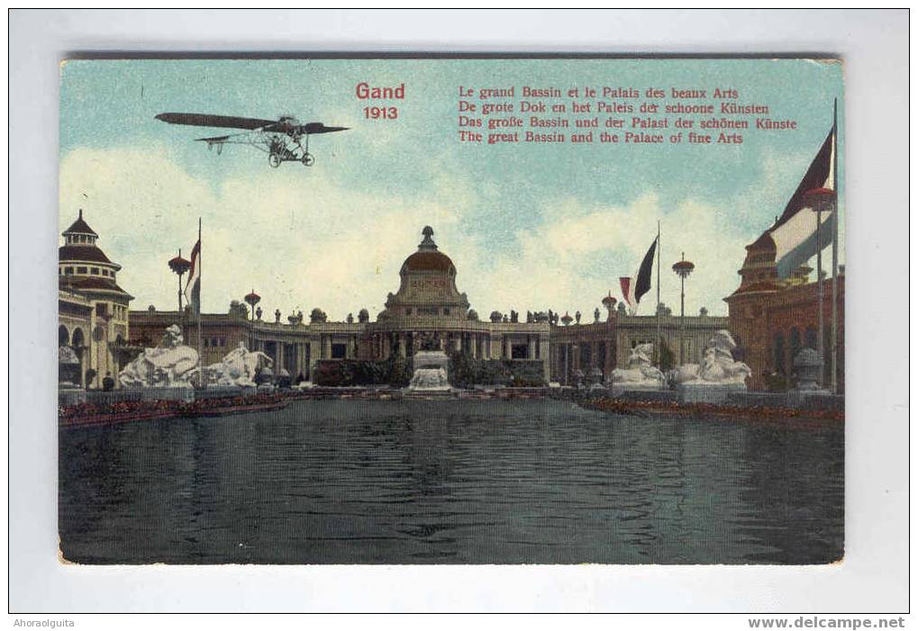 Carte Vue "Les Vols De Gand" Avion Survolant L'Exposition De GAND Belgique 1913 Neuve   --  4/582 - Autres & Non Classés
