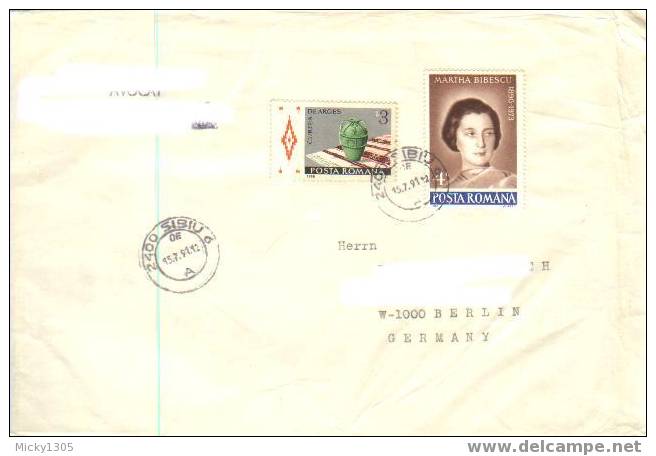 Rumänien / Romania - Umschlag Echt Gelaufen / Cover Used (3449) ## - Lettres & Documents