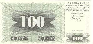 BOSNIE HERZEGOVINE  100 Dinara Daté Du 01-07-1992   Pick 13a   ****BILLET  NEUF**** - Bosnia And Herzegovina