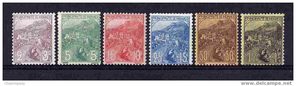 MONACO 1919 Y&T 27/32 "AU PROFIT DES ORPHELINS DE LA GUERRE , 6 VALEURS" NEUFS SANS CHARNIERE XX TTB - Autres & Non Classés