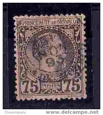 MONACO 1885 Y&T 8 "PRINCE CHARLES III , 75c NOIR SUR ROSE" OBLITERE TB - Other & Unclassified