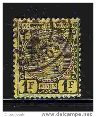 MONACO 1885 Y&T 9 "PRINCE CHARLES III , 1F NOIR SUR JAUNE" OBLITERE TB - Other & Unclassified