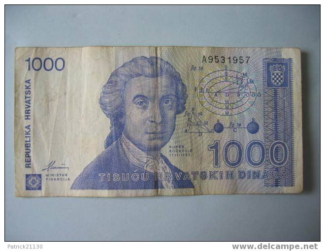 CROATIE   /  1000 DINAR   PICK 22 - Kroatien