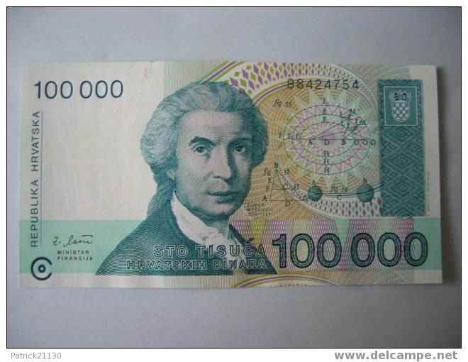 CROATIE   /  100000 DINAR   PICK 27 - Croatie