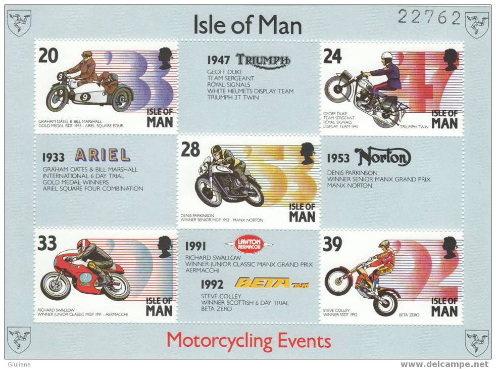 Isola Di Man - Foglietto N. 19**,Unif, Moto Storiche - Motorbikes