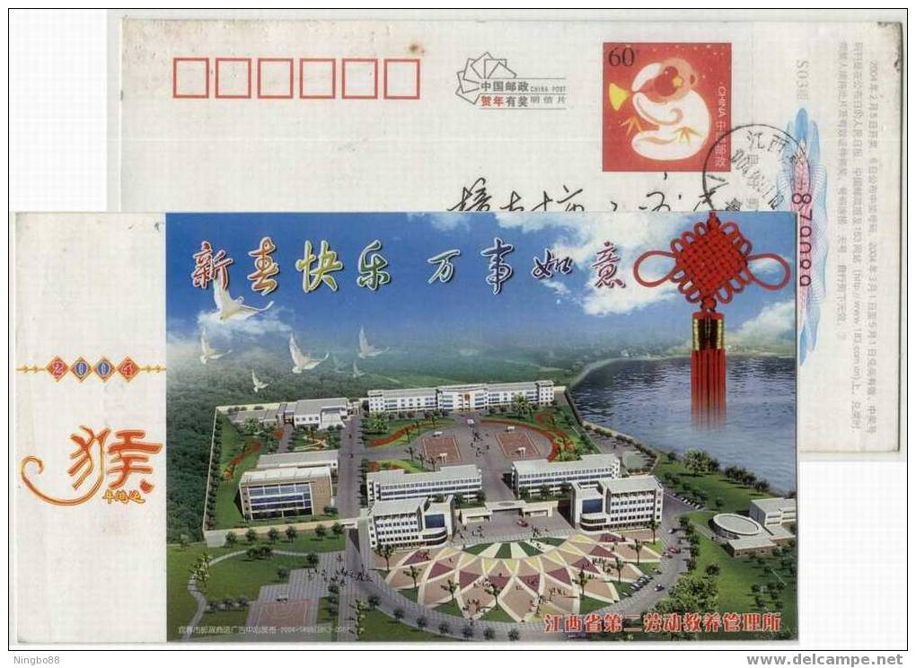China 2004 Labor Cultivation Institute Postal Stationery Card Basketball Courts - Basketball