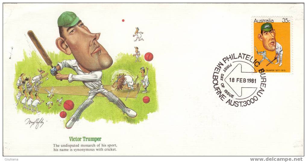 Australia - FDC Victor Trumper 18/2/1981 - Béisbol