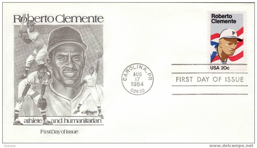 Stati Uniti - FDC Roberto Clemente 17/8/84 - Base-Ball