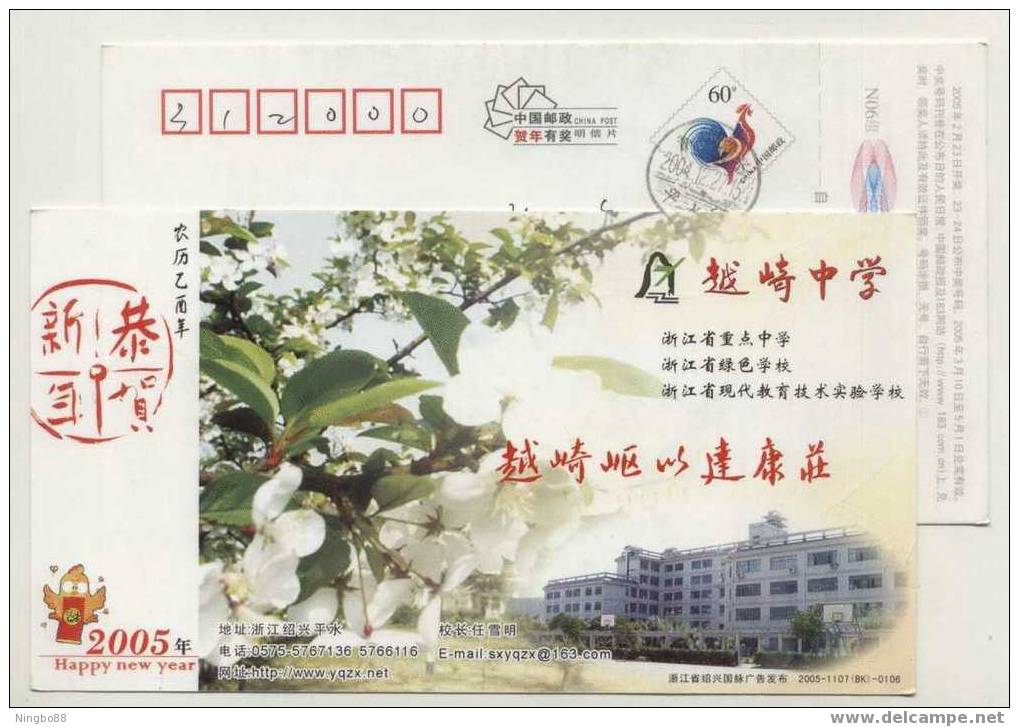 China 2005 Yueqi High School Postal Stationery Card Green Campus Basketball Stands - Basket-ball