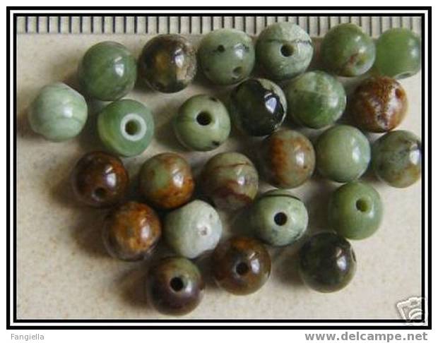 Lot De 10 Perles En Véritable Opale Verte 5mm - Perlas