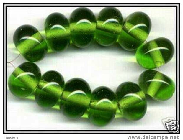 Lot De 3 Perles Artisanales - à La Lampe - Lampwork - Vert 8x12mm - Pearls