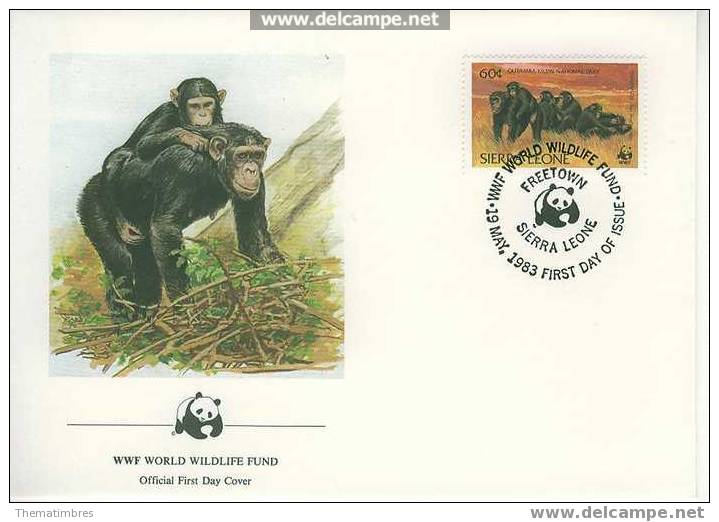 W0455 Chimpanze Pan Troglodytes Sierra Leone 1983 FDC Premier Jour WWF - Mono