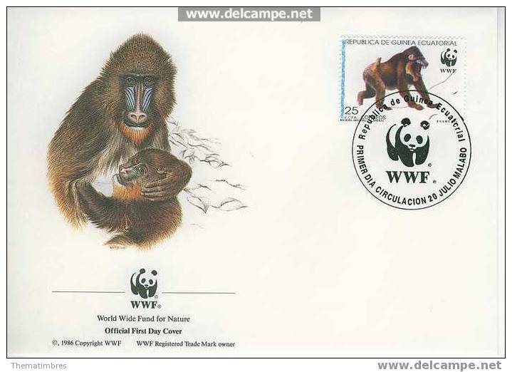 W0329 Mandril Mandrillus Sphinx Guinée Equatoriale 1991 FDC Premier Jour WWF - Singes