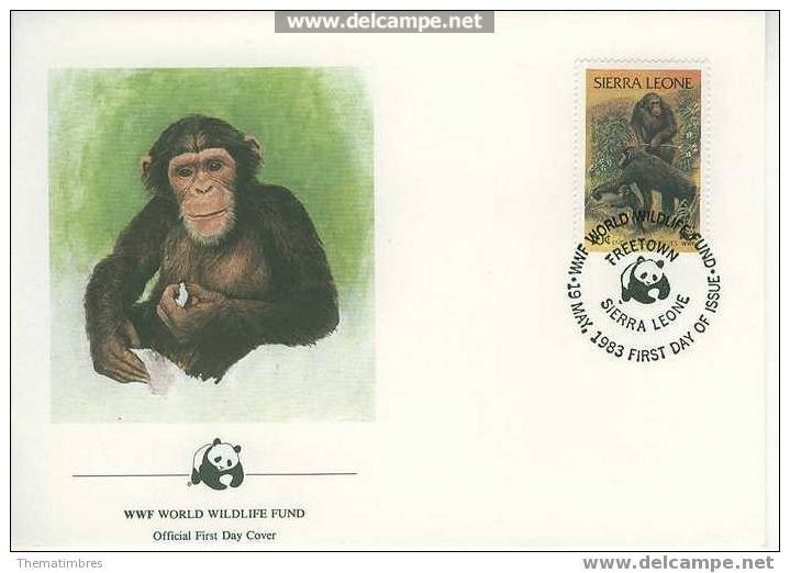 W0453 Chimpanze Pan Troglodytes Sierra Leone 1983 FDC Premier Jour WWF - Singes