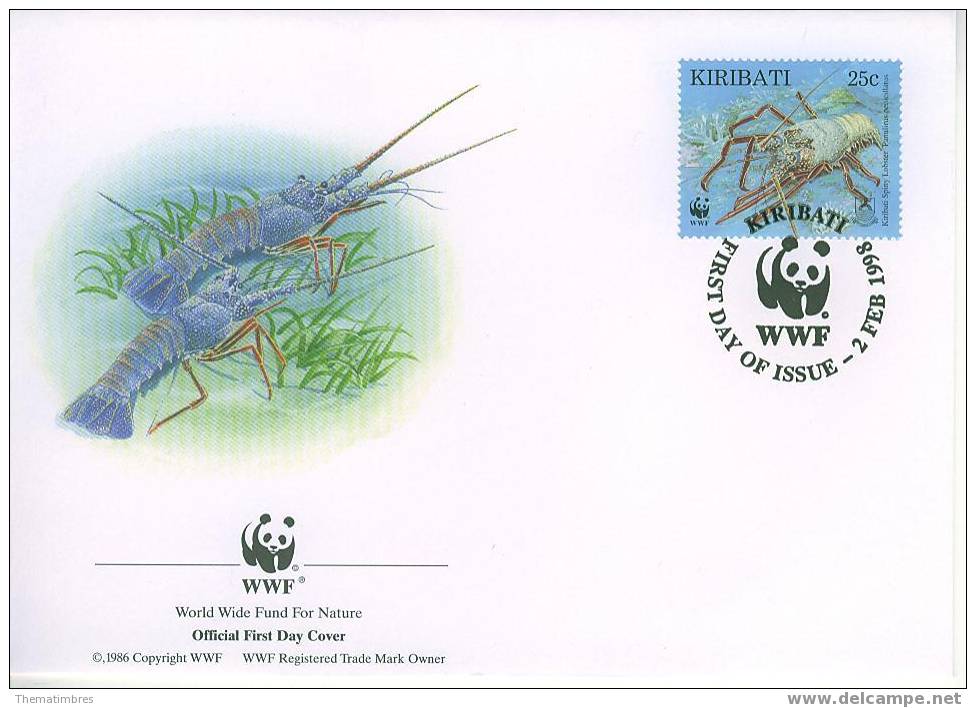 W0734 Langouste Panulirus Penicillatus Kiribati 1998 FDC Premier Jour WWF - Schalentiere