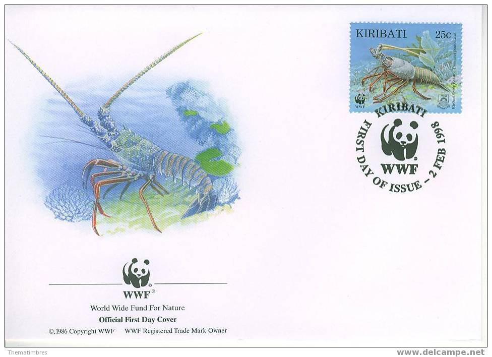 W0733 Langouste Panulirus Penicillatus Kiribati 1998 FDC Premier Jour WWF - Schalentiere