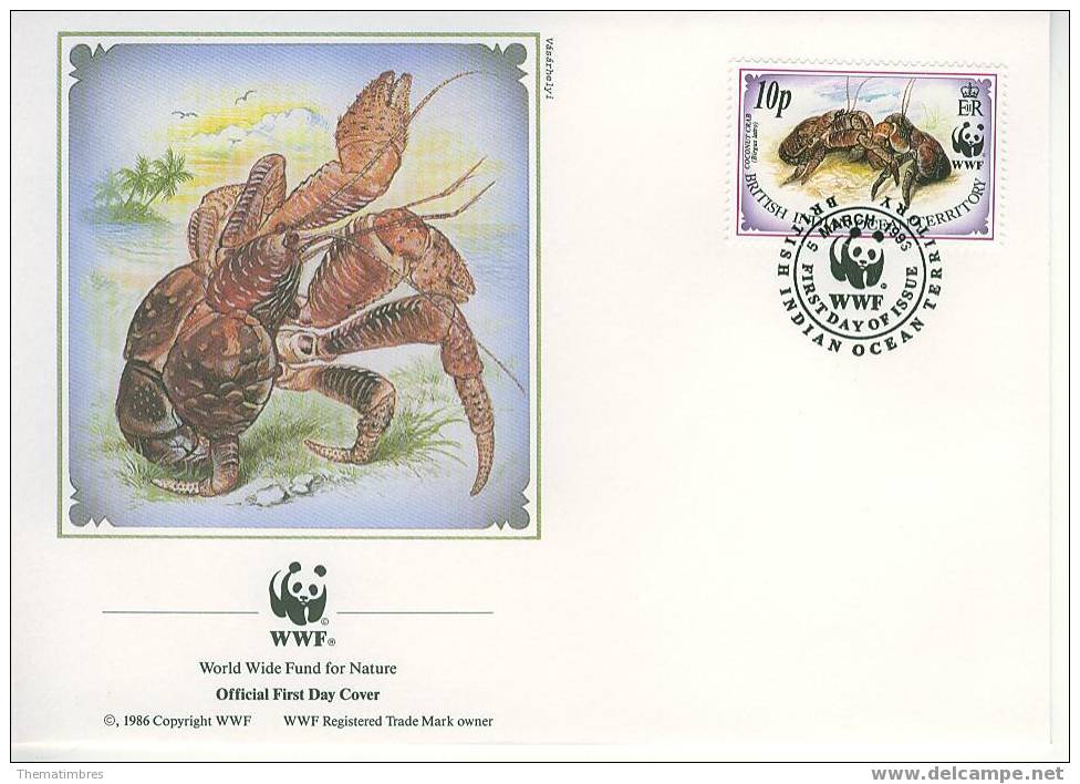 W0660 CRABE DES COCOTIERS BIRGUS LATRO Ocean Indien 1993 WWF FDC Premier Jour - Crustaceans