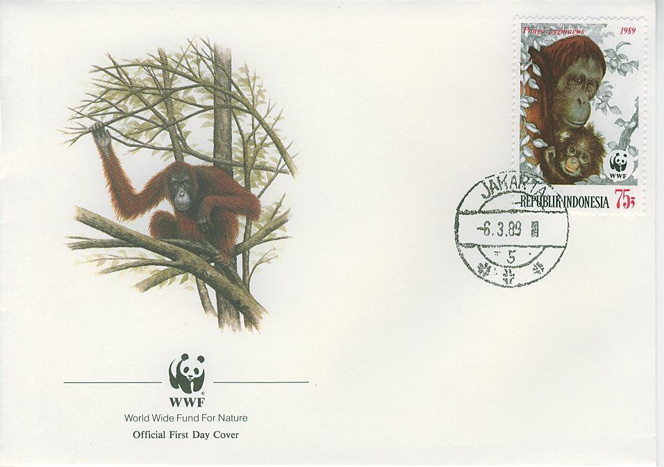 W0228 Orang Outan Indonésie 1989 FDC Premier Jour WWF - Monkeys