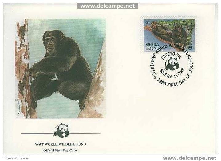 W0452 Chimpanze Pan Troglodytes Sierra Leone 1983 FDC Premier Jour WWF - Apen