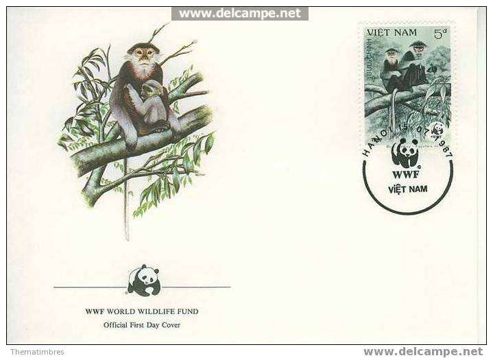 W0450 Douc Pygathrix Nemaeus Viet Nam 1987 FDC Premier Jour WWF - Monkeys