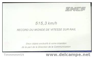 COFFRET Pin's TGV + Port Clefs " 515.30 Km/h Du 18 Mai 1990, Dans Son Coffret - TGV