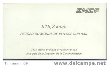 COFFRET Pin´s TGV + Port Clefs " 515.30 Km/h Du 18 Mai 1990, Dans Son Coffret - TGV