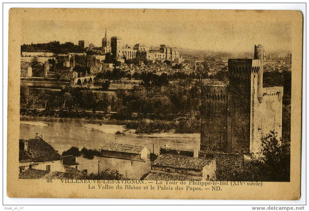 {27919} 30 Gard Villeneuve Les Avignon , La Tour De Philippe Le Bel , La Vallée Du Rhône Et Le Palais Des Papes - Villeneuve-lès-Avignon