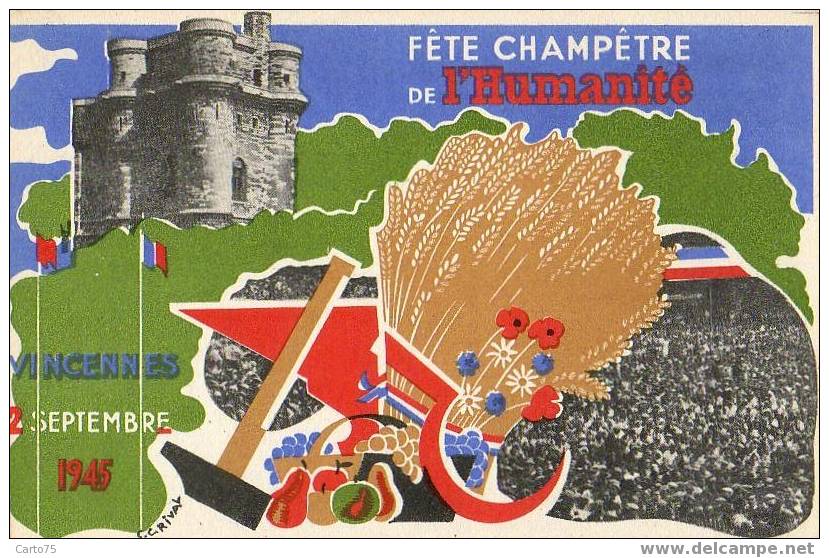 POLITIQUE - PROPAGANDE - COMMUNISME - FETE CHAMPETRE DE L'HUMANITE 2 SEPTEMBE 1945 - VINCENNES 94 - Evènements