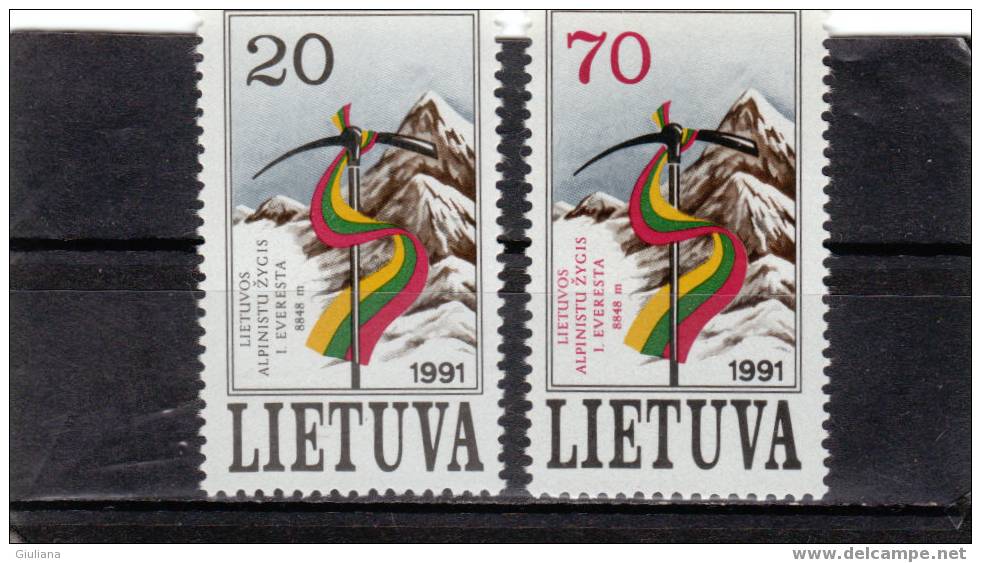 LITUANIA  - Serie N. 415/16**,Yvert, Conquista Dell'Everest Di Alpinistii Lituani - Escalade