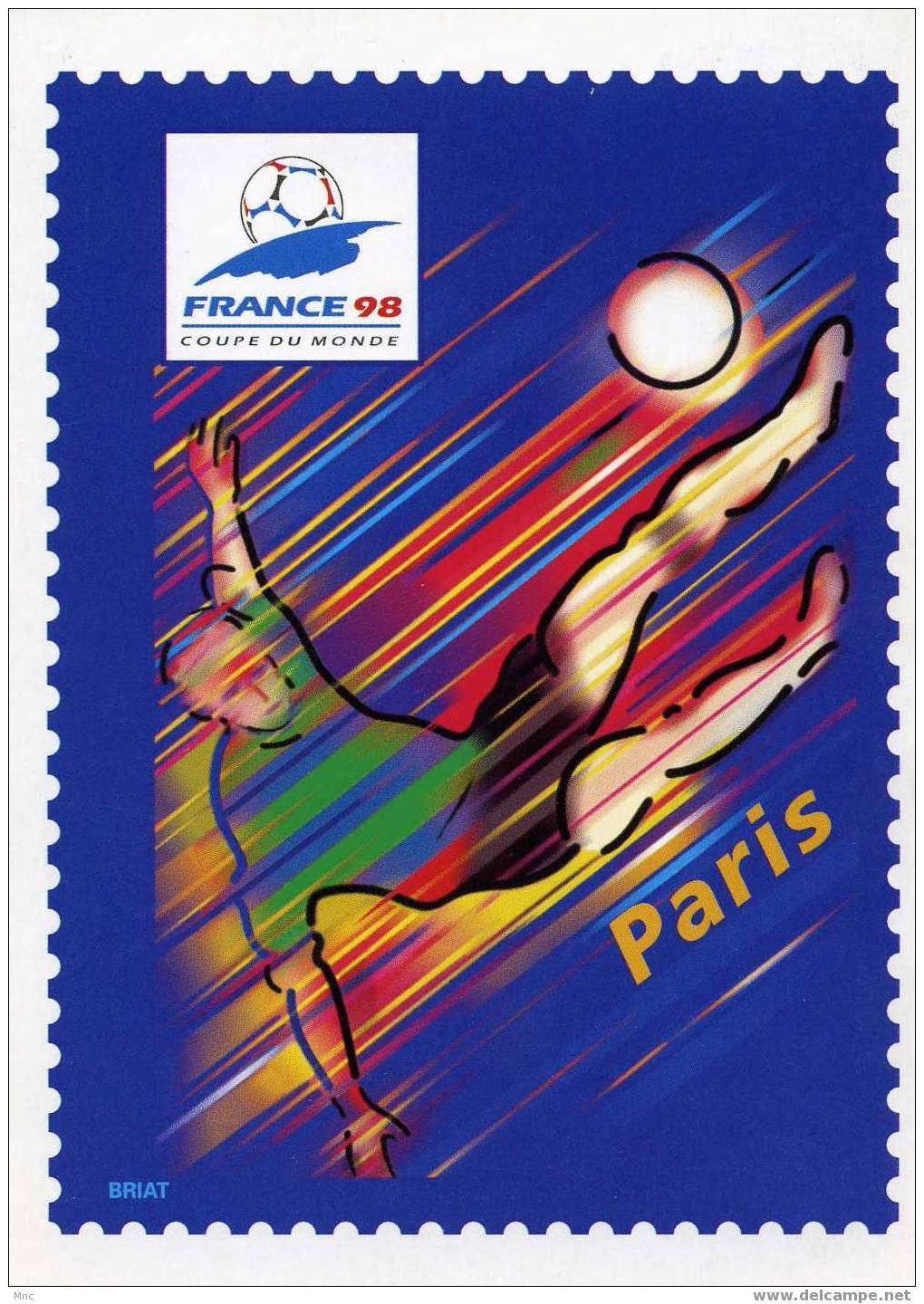 COUPE DU MONDE 1998  Carte Postale Du Timbre De PARIS - Habillement, Souvenirs & Autres