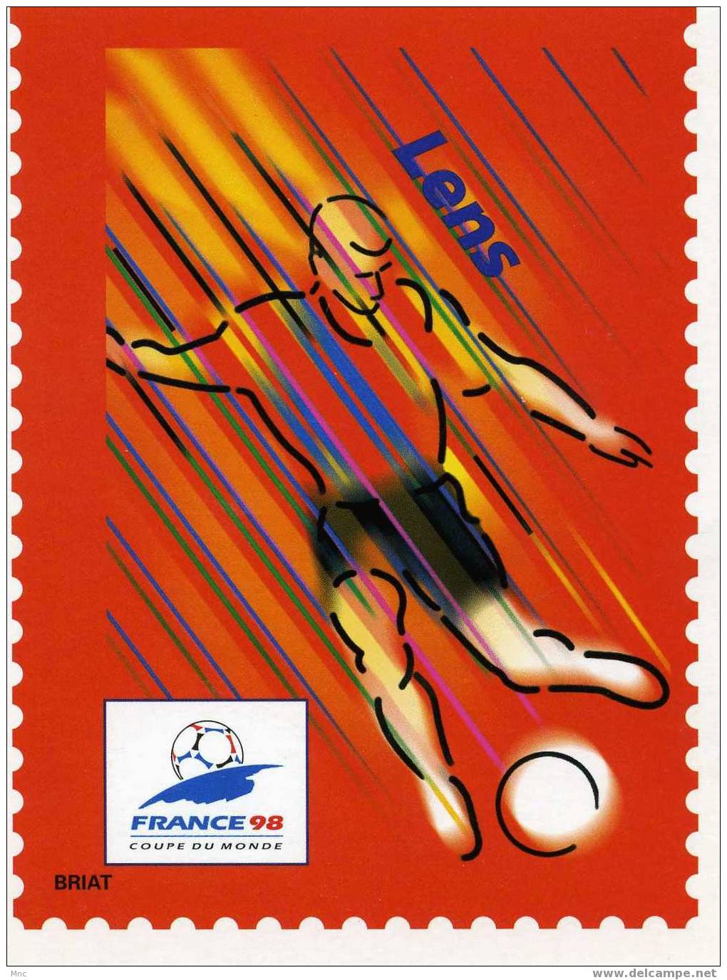 COUPE DU MONDE 1998  Carte Postale Du Timbre De LENS - Habillement, Souvenirs & Autres