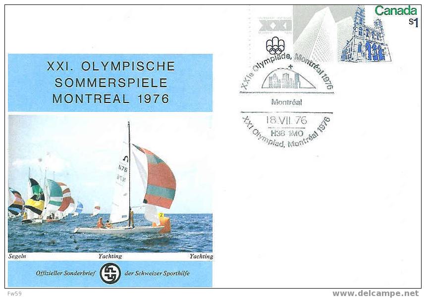 JEUX OLYMPIQUES DE MONTREAL OBLITERATION TEMPORAIRE CANADA 1976  VOILE A MONTREAL - Ete 1976: Montréal