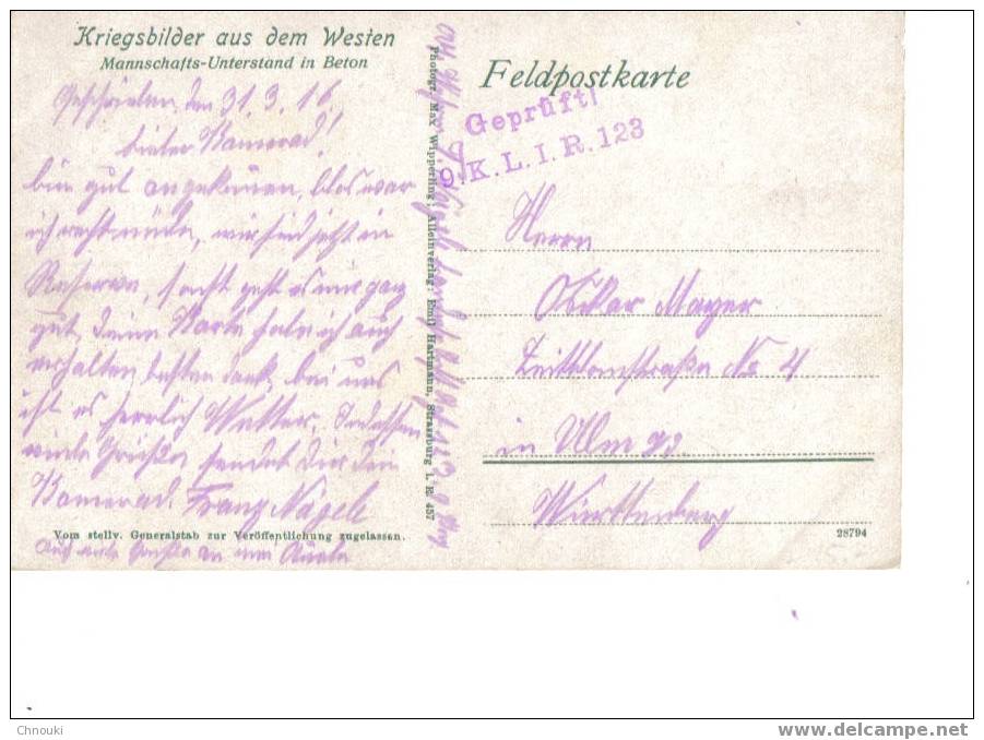 Feldpostkarte 1916 Front Vosgien - 7e W Landwehr Division - Cachet De Censure - Lettres & Documents