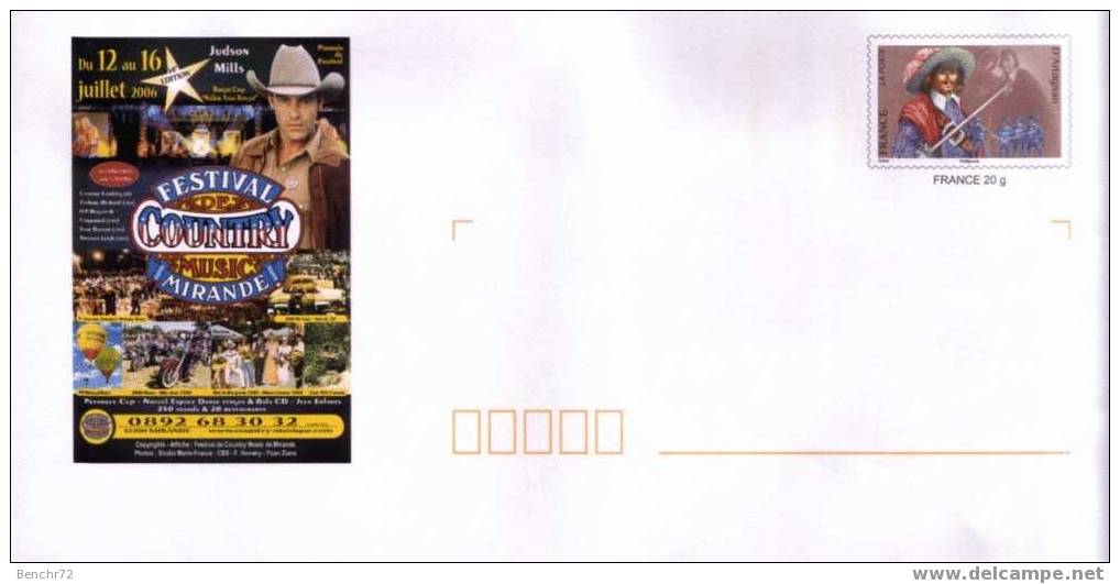 PAP - Prêt-à-Poster - Timbre D´ARTAGNAN - Visuel FESTIVAL DE COUNTRY MUSIC - MIRANDE - ETAT NEUF - Prêts-à-poster:Stamped On Demand & Semi-official Overprinting (1995-...)