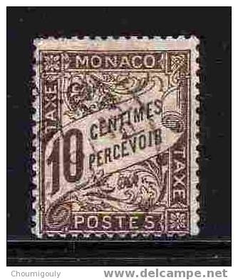 MONACO TIMBRES-TAXE 1905-09 Y&T 4 "10c BRUN" OBLITERE TTB - Strafport