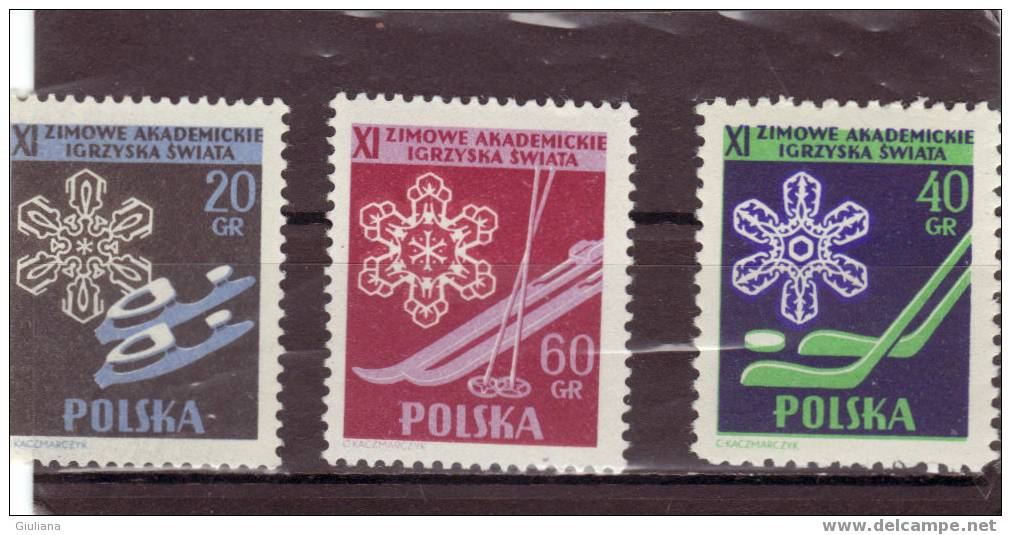 POLONIA - Serie N. 852/54**,Yvert, 11° Campionato Sport Invernali Studenteschi - Winter (Varia)