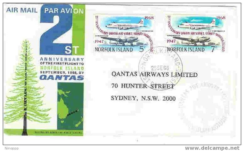 Norfolk Island-1968 Qantas Anniversary  FDC - Norfolk Island