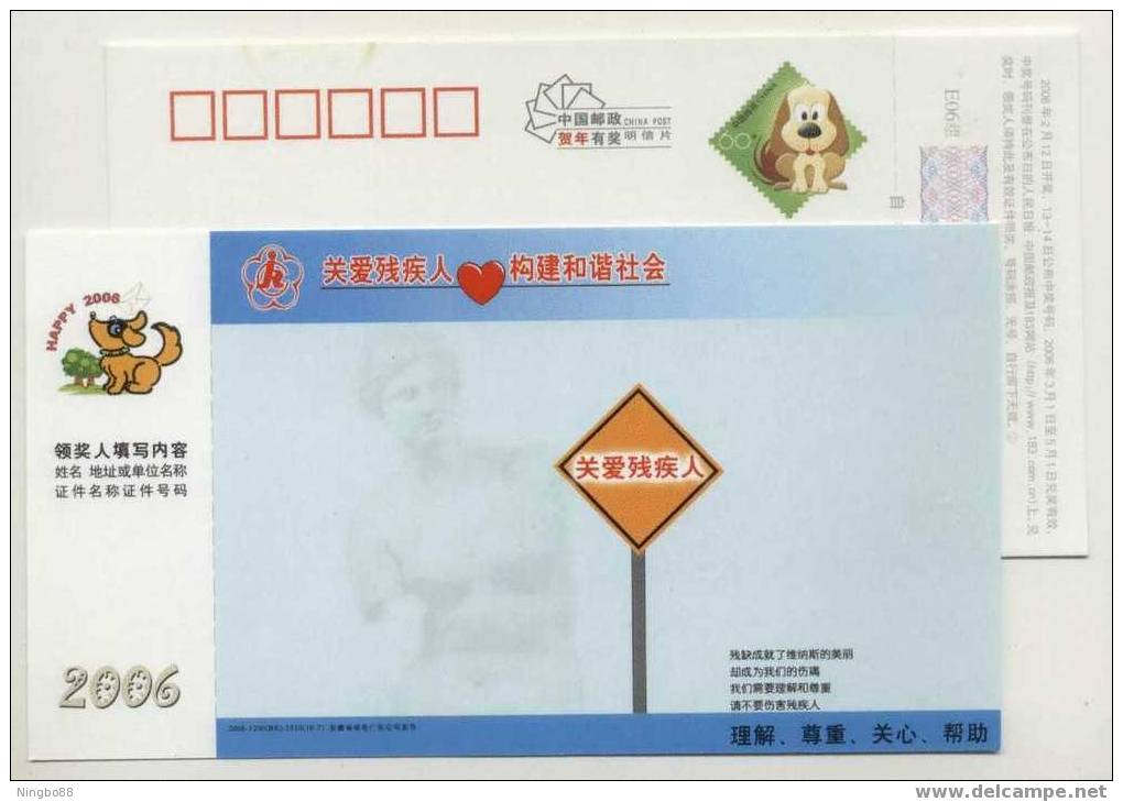 China 2006 Care Disabled Person Pre-stamped Card Handicapped Venas De Milo - Handicap