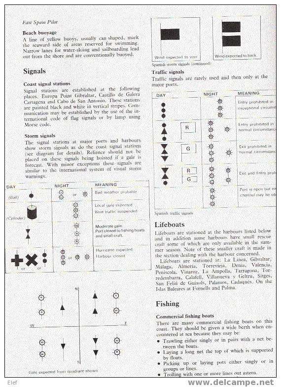 "EAST SPAIN PILOT Costa Del Sol And Blanca "by Robin Brandon : Types Of Harbours, Yachts ,plans, Soundings,...250 Pages - Europe