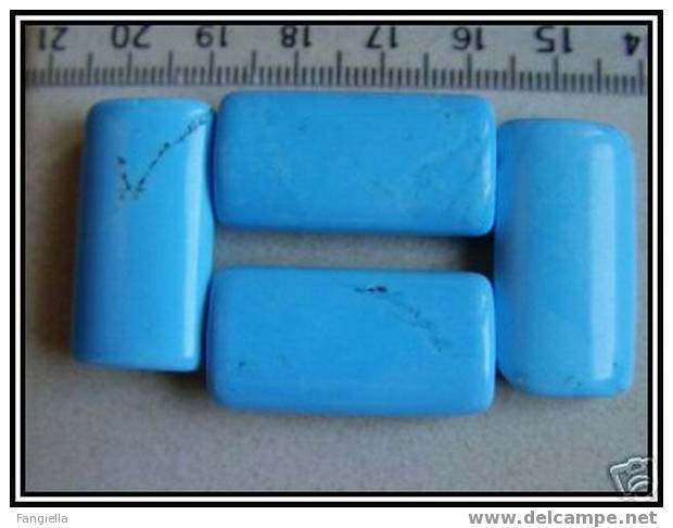 1 Perle Pendentif En Véritable Turquoise Bleue Environ 30x16mm - Perlen