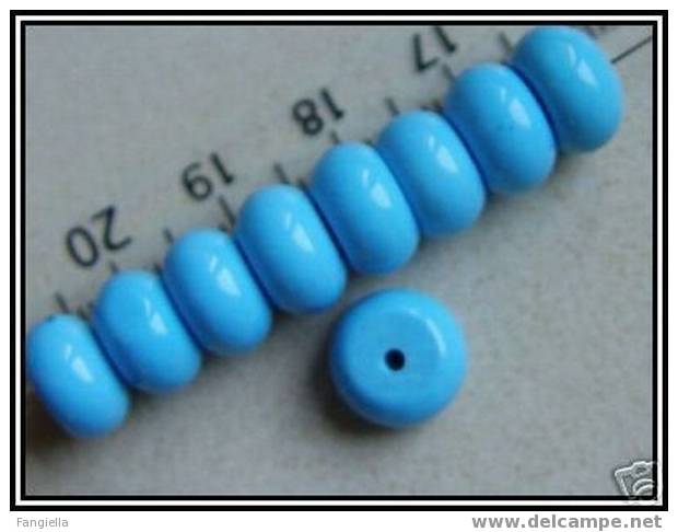 Lot De 5 Perles Rondelles En Véritable Turquoise Bleue Environ 6x10mm - Perlen