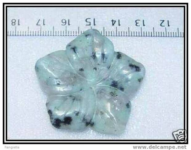 Perle Pendentif (1) Fleur En Véritable Jaspe Sésame Avec Anneau 40mm - Pendentifs